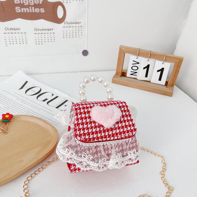 Stylish Children's Mini Red Handbag With Pearl Accent Perfect For New Year Celebrations