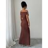 Women's Black Off Shoulder Ruched Bodycon Maxi Dress Elegant Long Formal Party Dress