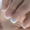 24pcs French Tip Artificial Nail With Chic Butterfly Patterns False Nail For Quick Home Application Easy To Wear