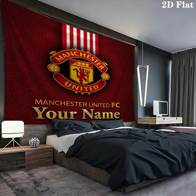 Manchester United F Custom Name Wall Tapestry Aesthetic Wall Hanging Printed Fabric Blanket Decorative Tapestries for Bedroom Living Room Home Decor