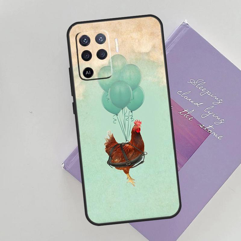 Cartoon Chicken Rooster Phone Case For Oppo A54 A74 A94 A15 A16 A17 A52 A72 A76 A96 A57 A58 A78 A98 A53S Cover Case