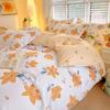 Thickened Pure Abraded Four-piece Set, Single Double Skin-friendly Twill Bed Sheet, Quilt Cover, Dormitory Three-piece Set, Bedding