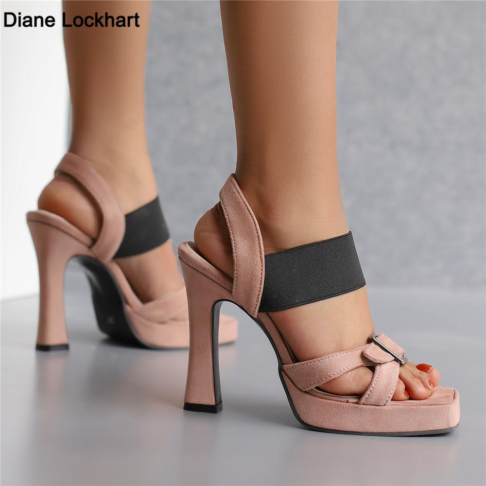 Fashion 2025 Summer New Platform Sandals Women Shoes Thick Heels Sandals High Heels Suede Fashion Ladies Sandalias De Mujer Size 32-46