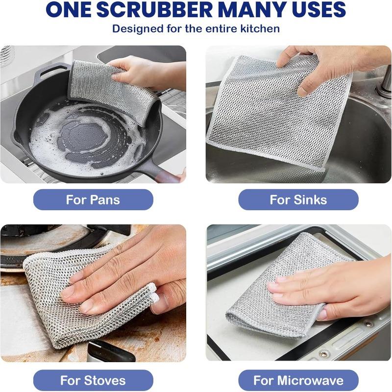 Non-Scratch Double-layer Iron Microfiber Mesh Thickened Steel Wire Cleaning Cloth Dishrag Washing Pot Rags Kitchen Towel