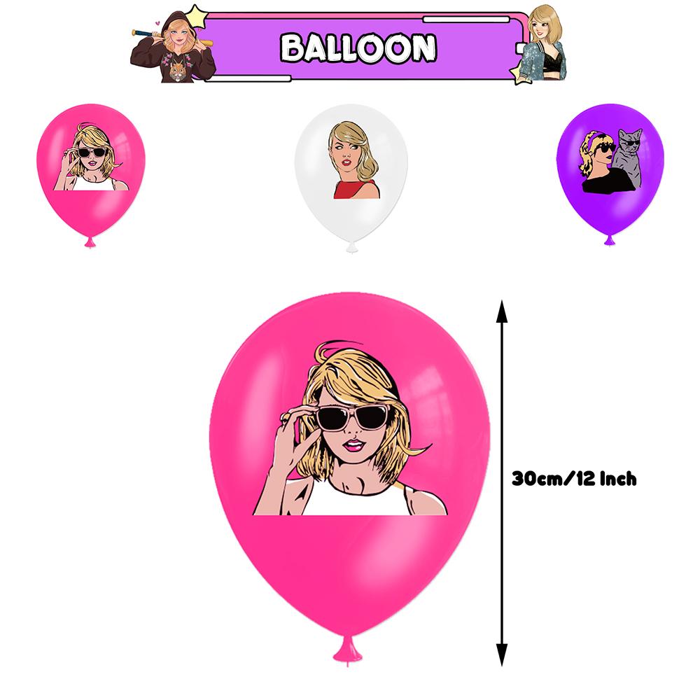Taylor Swift Singer's Party Decorations Include a Banner, Balloon, Cake Topper