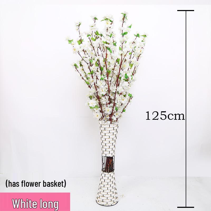 Silk Peach, Plum, and Cherry Blossom Arrangement – Indoor Floor Decoration