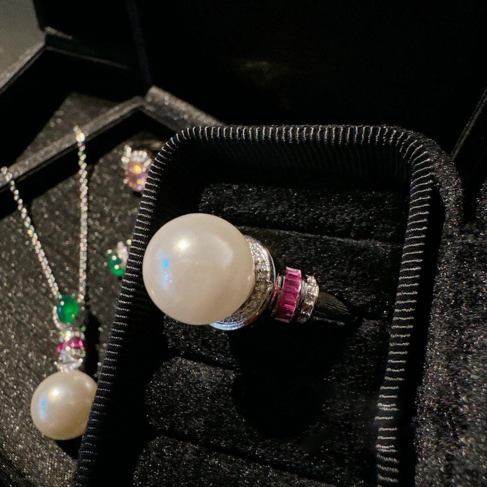 Women Brazil Chrysoprase Agate Gemstone Pearl Earrings Necklace Set