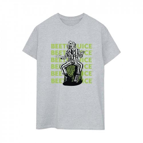 Beetlejuice Womens/Ladies Pose Cotton Repeat Logo Boyfriend T-Shirt