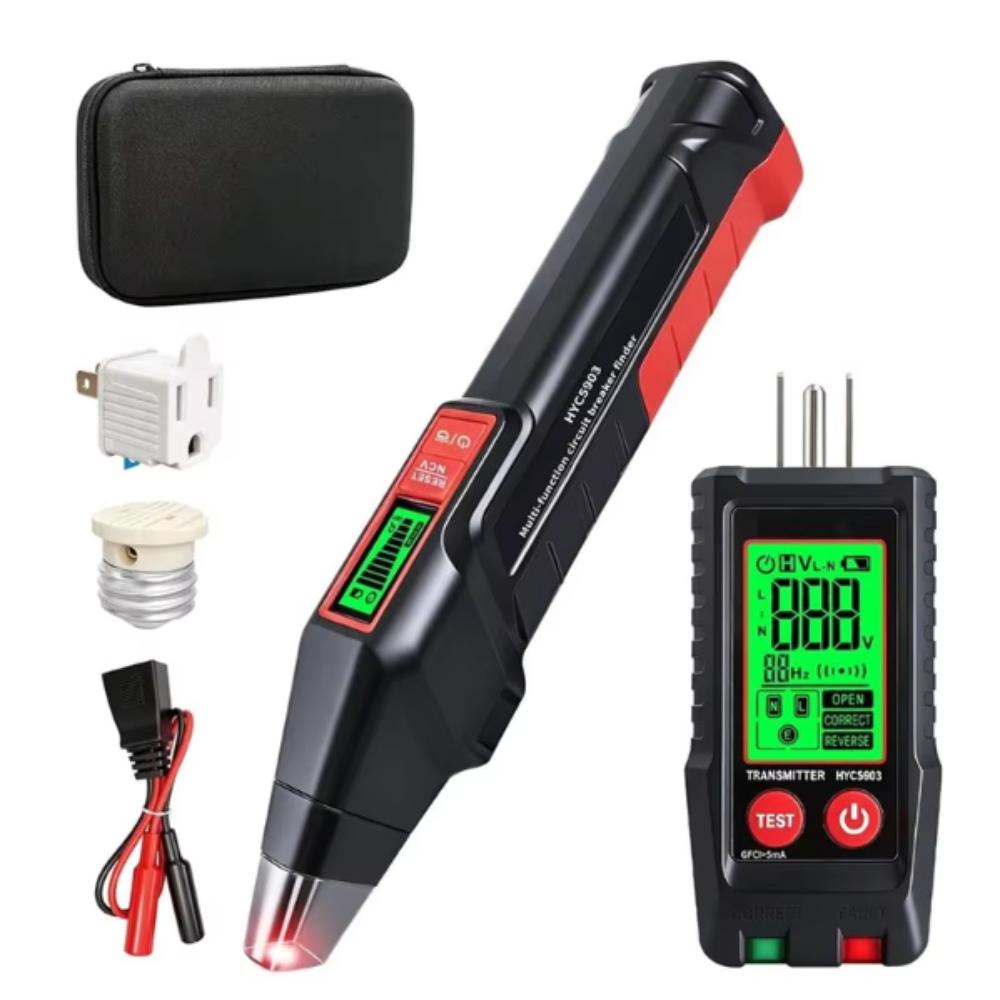 Handheld Receiver Circuit Breaker Finder Digital Display Branch Line Review Outlet Wiring Tester Automatic Detection for US Plug