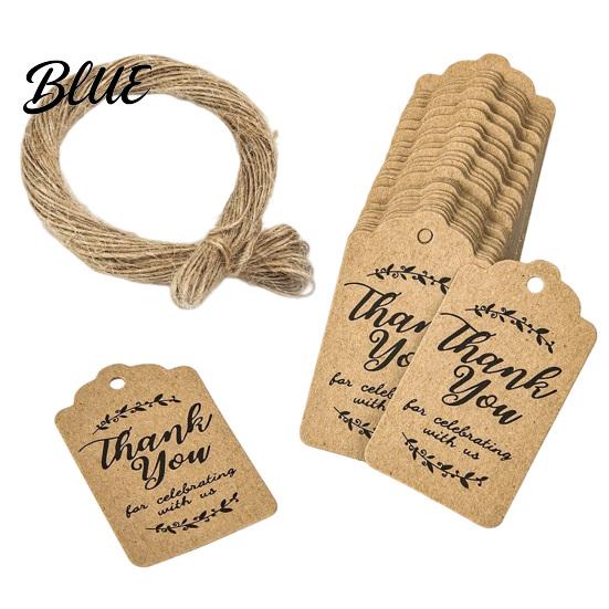 Easy to Use Hang Tags with String 100Pcs Paper Thank You String, Rectangular Gift Tags, Pre-Punched Natural Style for Boxes Hole Hanging Wedding Party