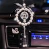 Diamond Pearl Car Pendant Cute Cartoon Heart Star Tassels Rearview Mirror Ornaments Rhinestone Woman Car Decro Accessories