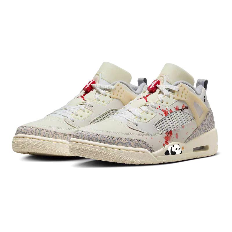 Jordan Spizike Red Plum And Wax Plum, Panda Lying On Its Stomach Abrasion Resistant Slip Resistant Low top FQ1759-100(Team56-)