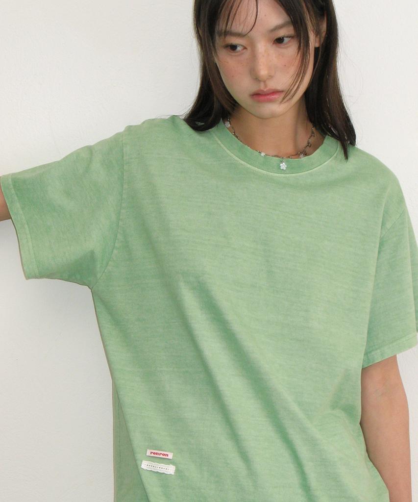RONRON Pigment Mini Label Basic Fit T Shirt Khaki