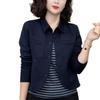 Autumn Fashion Striped Patchwork Lapel Shirt - Women's Versatile Two-in-One Top