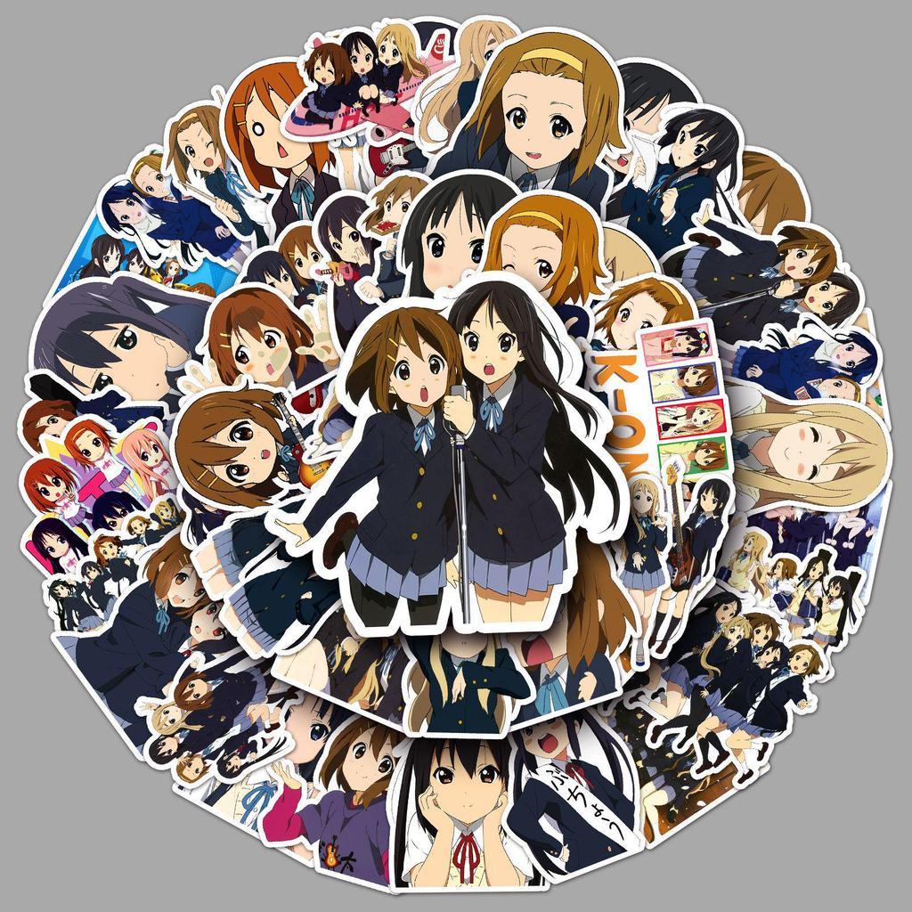 50 japonských anime K-On! Vodotěsné samolepky na deníky, lahve na vodu, kufry a kryty na telefony