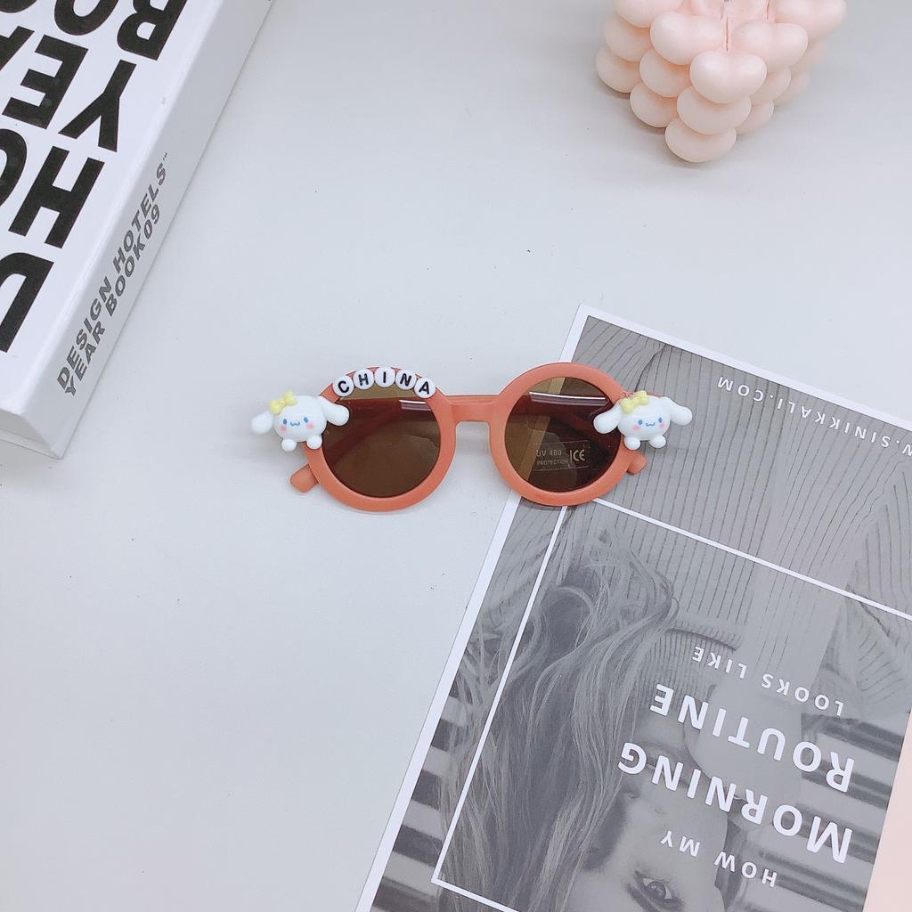 Móda Kreslené Roztomilé Dětské Sluneční Brýle Pes s Velkýma Ušima Roztomilé Cool Dětské Sluneční Brýle Cestování Konkávní Foto Brýle