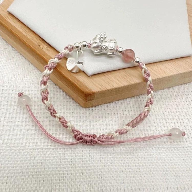 999er Sterling Silber Pixiu Glücksbringer Armband: Zodiac-inspirierte Reichtums- & Glücksperlen an rotem Band für Männer & Frauen