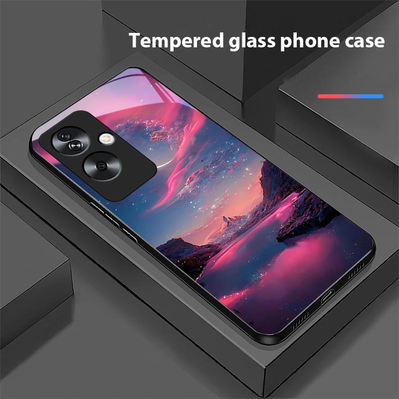 Kolorowa Aurora Dla Oppo A79 5G 58 78 74 60 4G Reno 11F Realme GT 6 11 Note 50 10 C55 X2 Szkło Hartowane Czarny Pokrowiec na Telefon