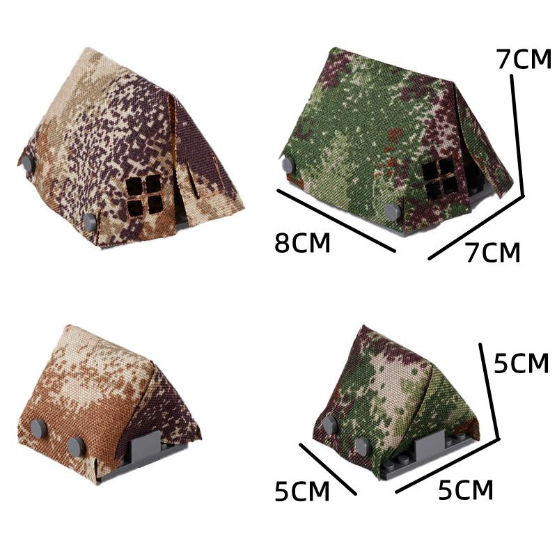 MOC Militärzubehör Bausteine Soldatenfiguren Sandsack Hund Hindernis Camouflage Zelt Schaufel Waffenbox Spielzeug Kinder J038
