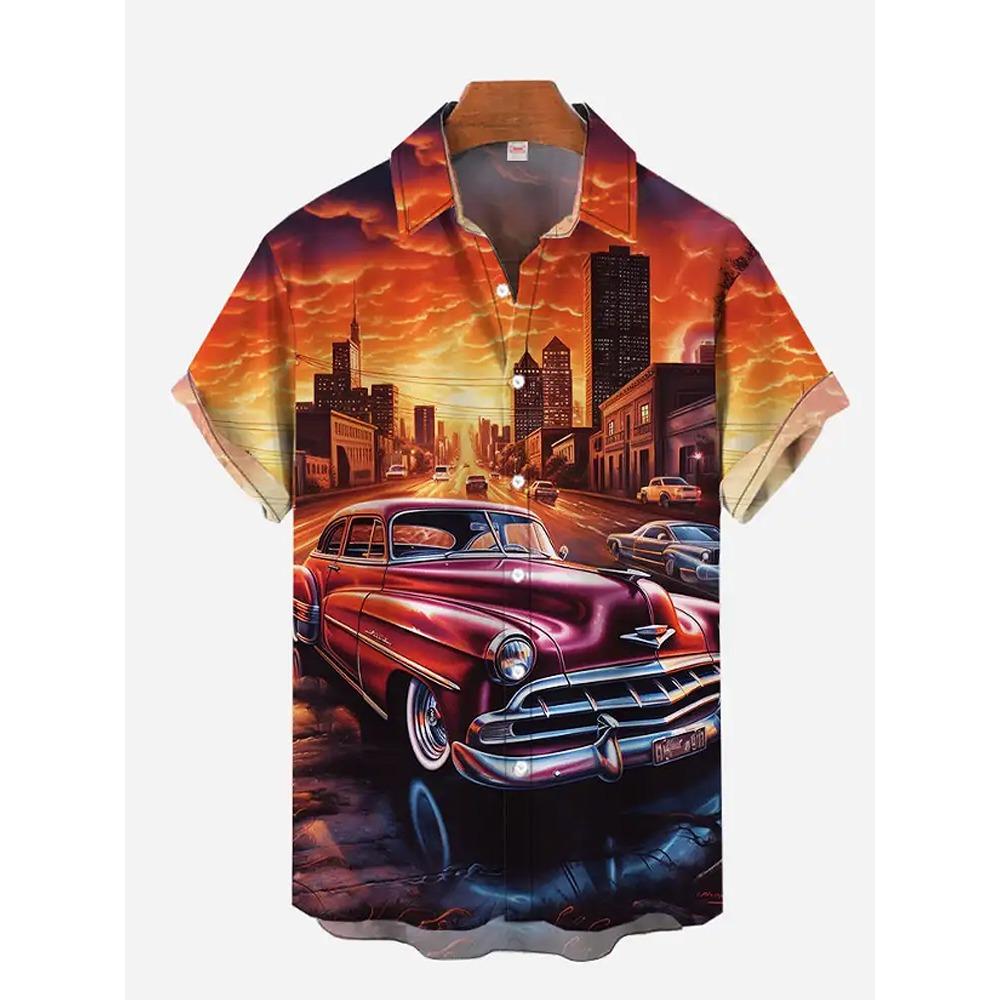 Camisa de Manga Corta de Verano para Hombre con Estampado de Motocicleta para Mujer, Camisa con Cuello, Camisa Casual de Manga Corta Hip-hop para Calle de Hombre