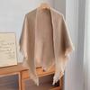 Elegant Versatile Warm Wool-Blend Fringed Triangle Scarf Korean Style Ins Motorcycle Helmet Style Neck Warmer Accessory