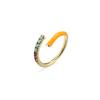 Gold Plated Brass Colorful Enamel CZ Open Ring Neon Adjustable Stackable Cubic Zirconia Women Jewelry Gift