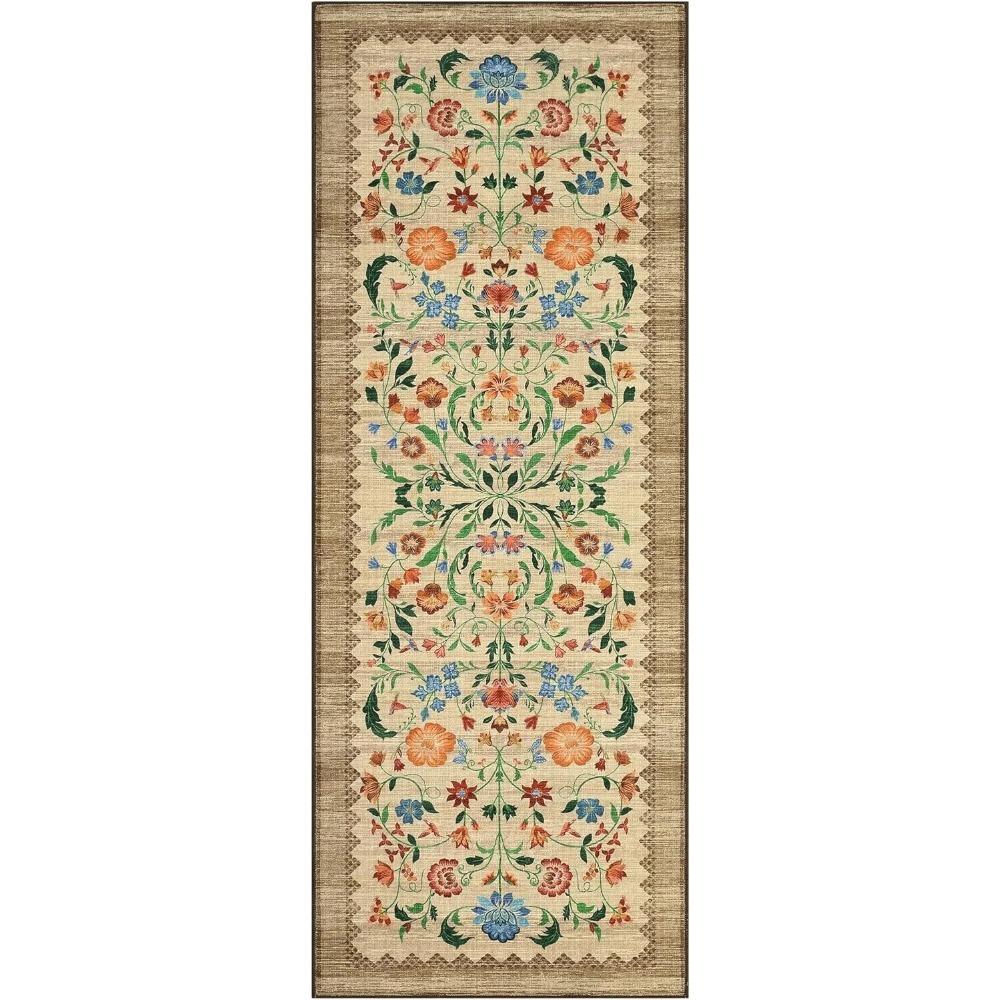 Hallway Runner Rug Washable Floral Corridor Long Carpet Soft Low Pile Christmas Decor Carpets Bedroom Floor Mat Non-slip Mats