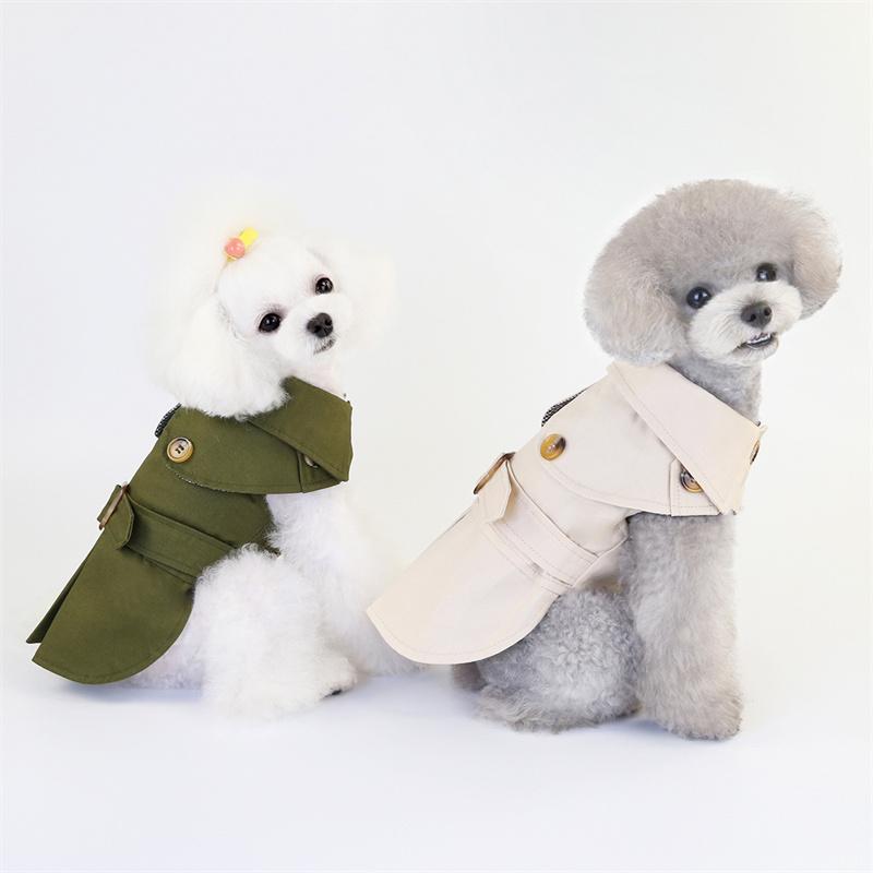 British Style Dog Coat Jacket Short Sleeve Pet Clothes Kahai Green Dog Trench For Small Dogs Yorkie Chiwawa Clothing Apparel Xxl