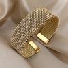 Vintage Stainless Steel Mesh Elegant Cuff Bangle for Women Trendy Stack Bangle Exquisite Jewelry for Brithday Gifts