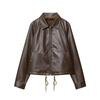 Fashion Ladies Lapel Pocket Decorative Zipper Jacket Coat Women