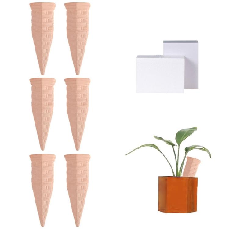 Pack Of 6 Red Clay Watering Spikes Stakes Tool Designed For Easy Plant Care And Water Conservation Home Gardening Needs