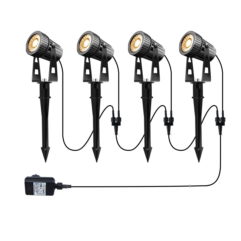 

Aotealit 12V LED Garden Light Bulb Color 3000K 3WCOB Light 4 Pieces IP65 Waterproof Warm Light Garden Spotlight Always On High Brightness 1100LM Can теплим білим кольором