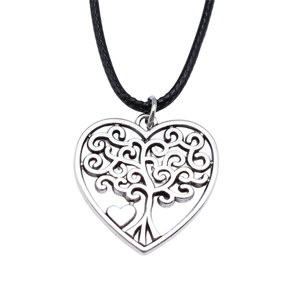 Antieke Levensboom Hanger Ketting Natuur Boho Statement Sieraden 45cm Leren Ketting