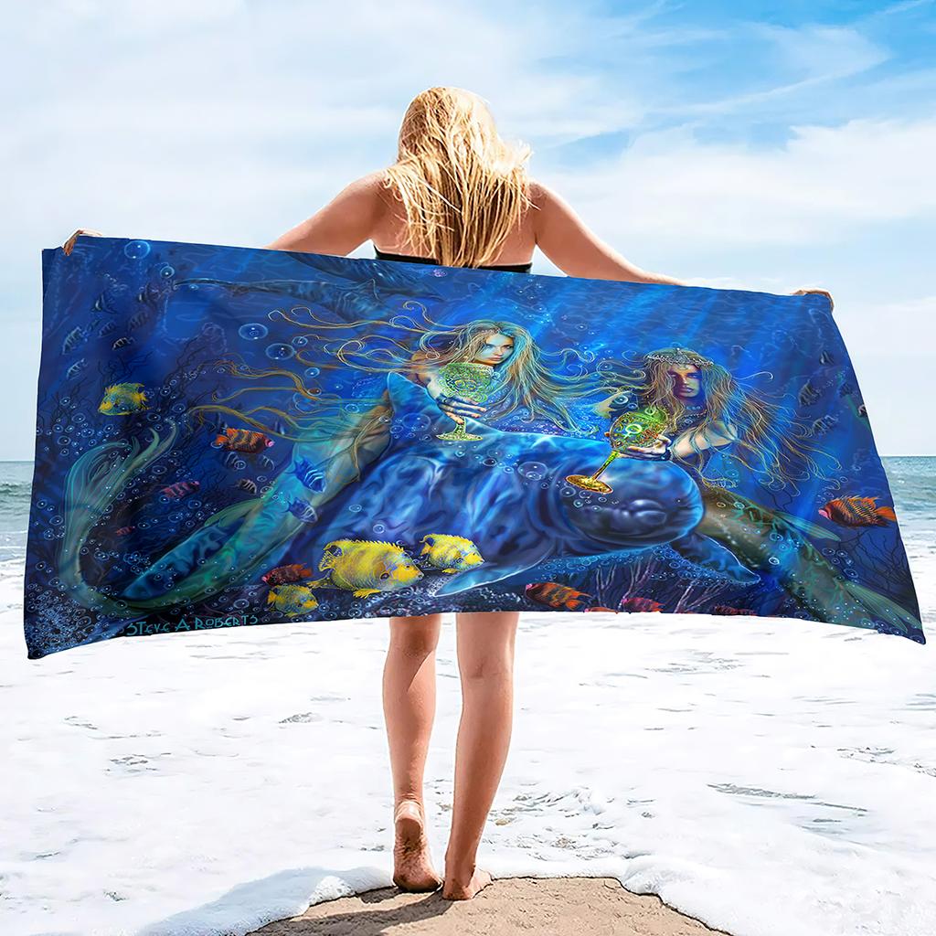Beach Towels Mermaid Bath Towels Microfiber Pool Towel Shower Towel Beach Towels Quick Dry Pool Towels Gifts for Kids Girls