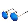 Vintage Steampunk Flip Up Men Sunglasses Women Retro Round Metal Frame Sun Glasses Hinge Design Curved Glasses Legs Uv400