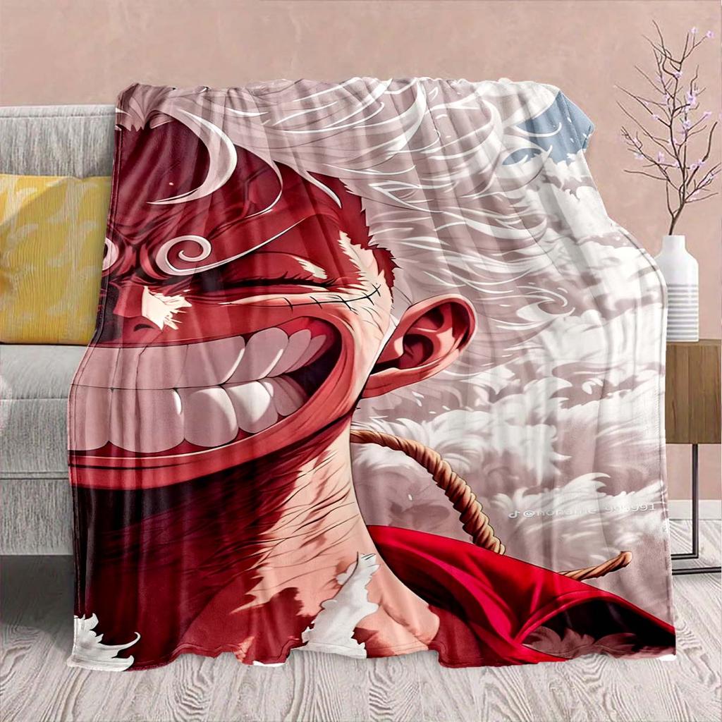 One Piece Anime Flannel Blanket - Soft Warm Perfect for Sofa, Bedding Camping Travel Office Home Decor -QJY