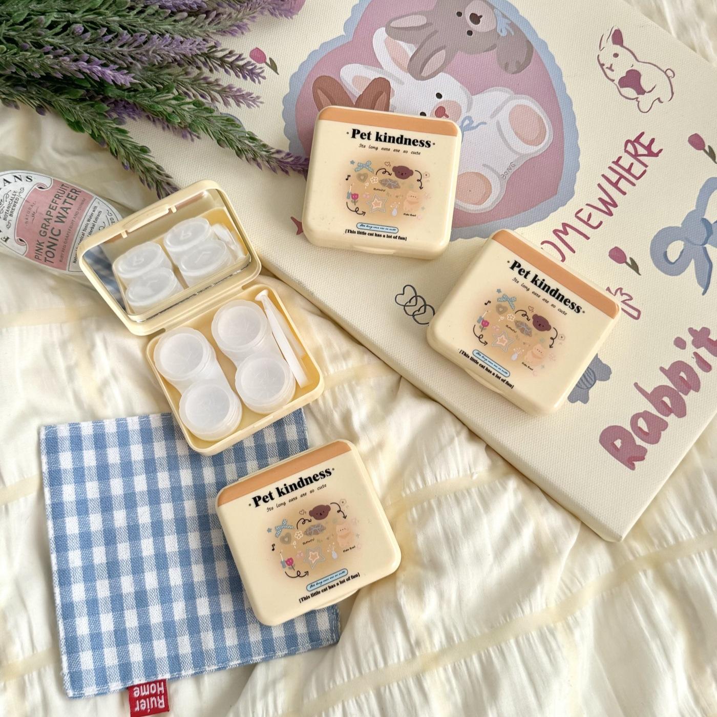 

Cute Contact Lens Box with Mirror Ins Cute Contact Lens Case Companion Care Box Girls Protable Contact Lenses Case