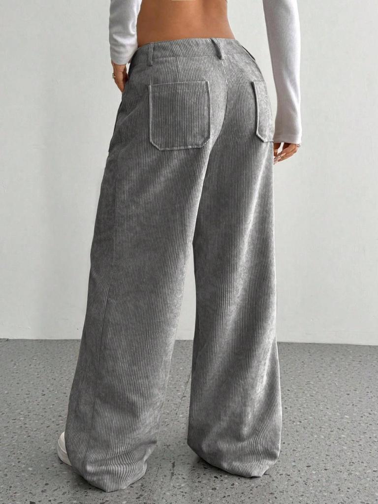 European American Loose Wide-Leg Women's Casual Pants with Pockets
