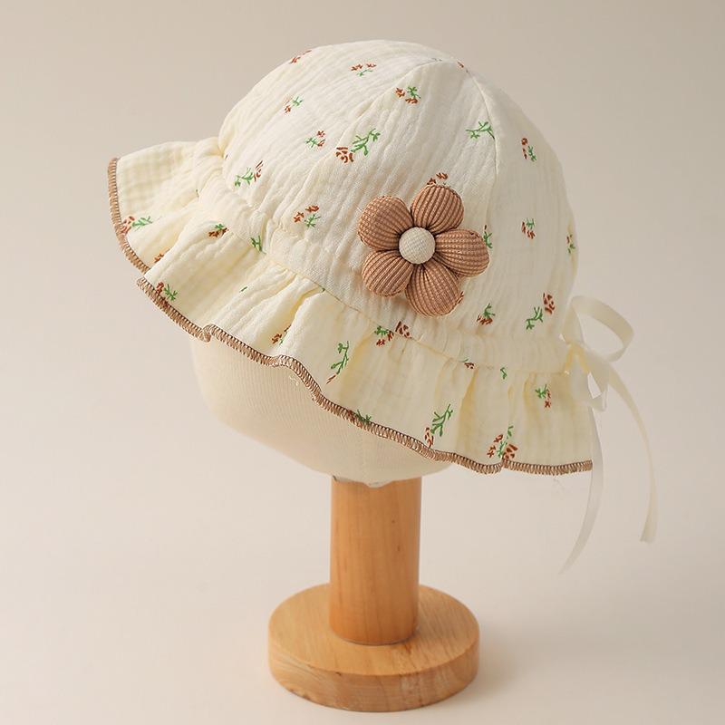 Sweet Spring & Autumn Flower Bucket Hat for Baby Girls