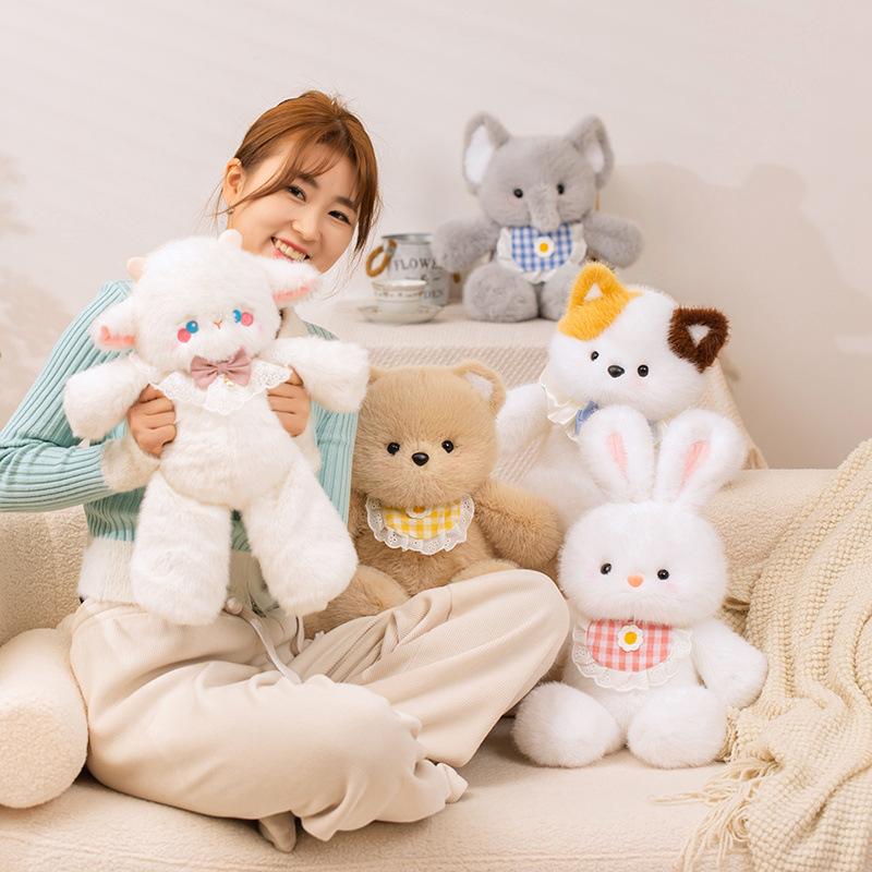 Cute Jogging and Running Bear Doll Three Cat Cat Elephant Doll Plush Toy Female Sleeping Birthday Gift