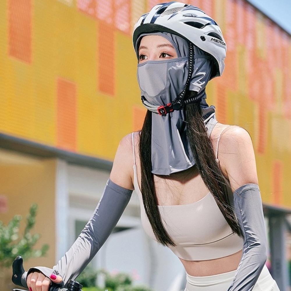 

with Shawl Visor Cap Breathable Sunscreen Hat New Mask Cap Cycling темно-сірий колір