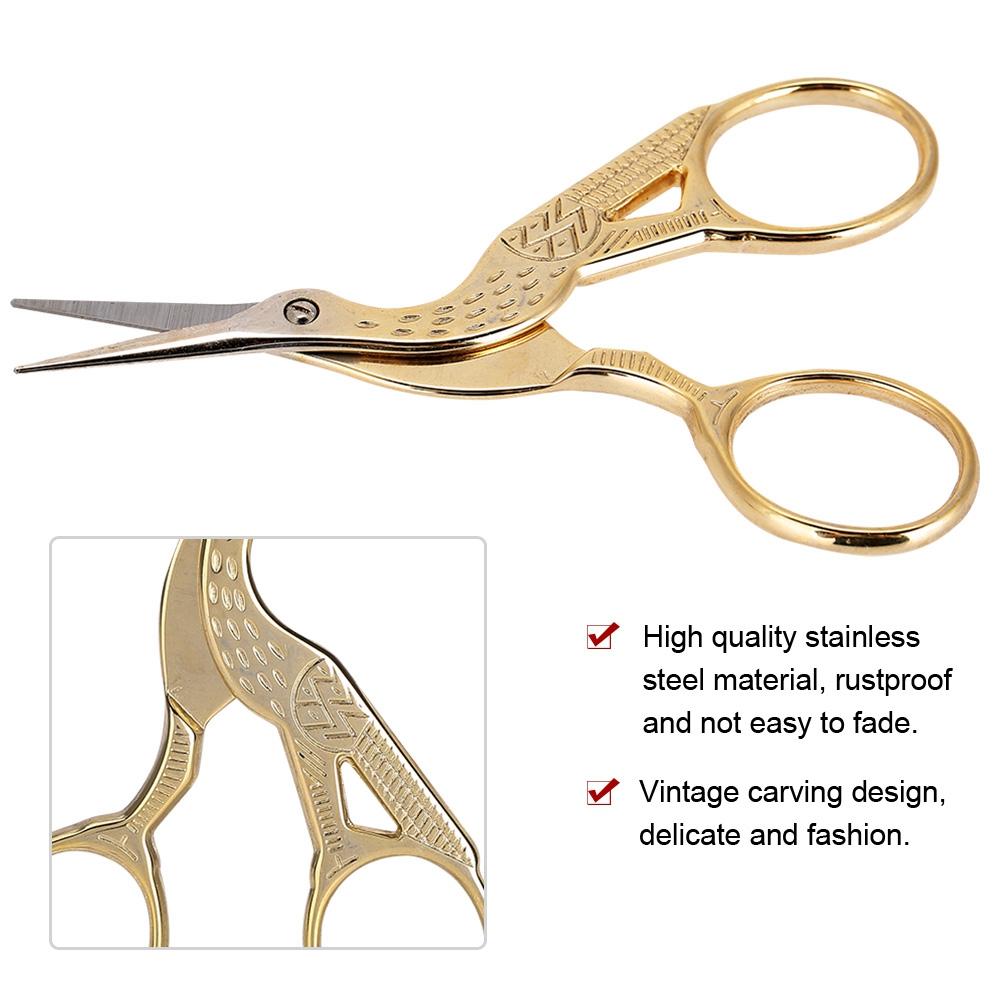Professional Vintage Nail Art Stainless Steel Scissor Manicure Shear Tools Gold