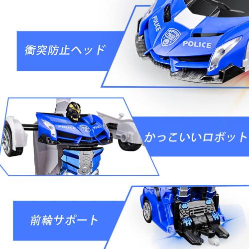 1/18 Scale Transforming RC Car, Robot Toy, Police Car, Stunt Car, Multifunctional, Transforms into a Robot, LED, 360-Degree Rotation, Remote Control,