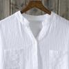 New Spring Summer Causal White Women Shirts V-neck Loose 100% Cotton Office Lady Elegant Double Pocket Blouse Shirts Tops