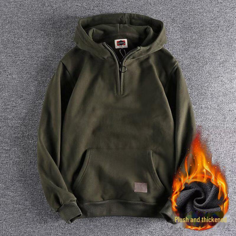 Herren Koreanischer Stil Kapuzensweatshirt - Halboffener Kragen, Trendiges Japanisches Jugend-Oberteil für Frühling & Herbst