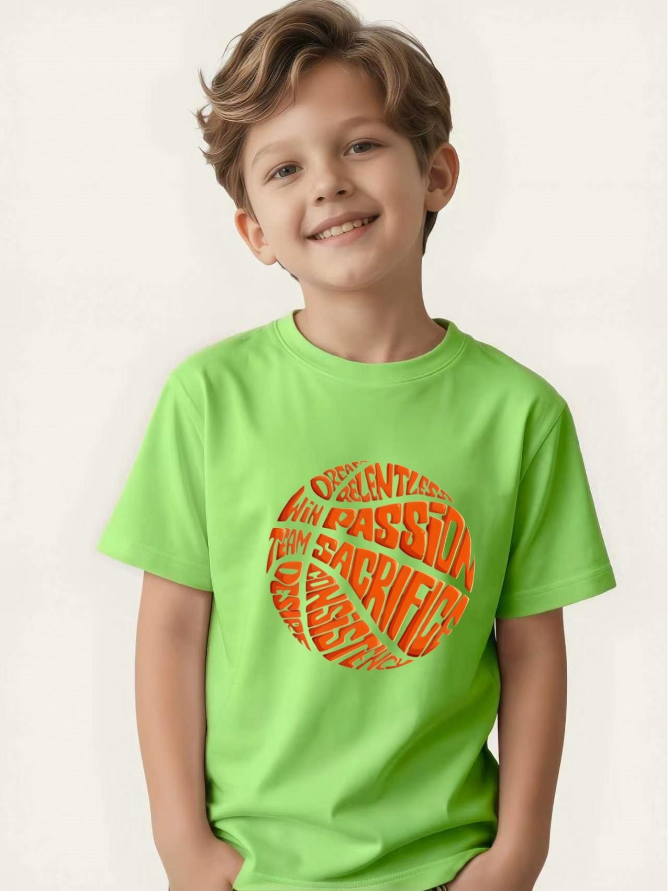 

Children s American basketball creative letter short-sleeved boys summer round neck T-shirt 100