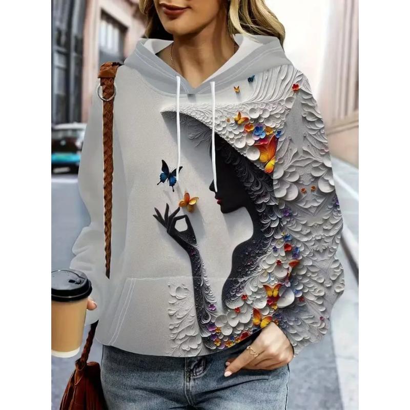 Women's Autumn and Winter 3D Printed Hooded Fashion Versatile Trend Breathable Casual Hoodies & Sweatshirts (women’s)