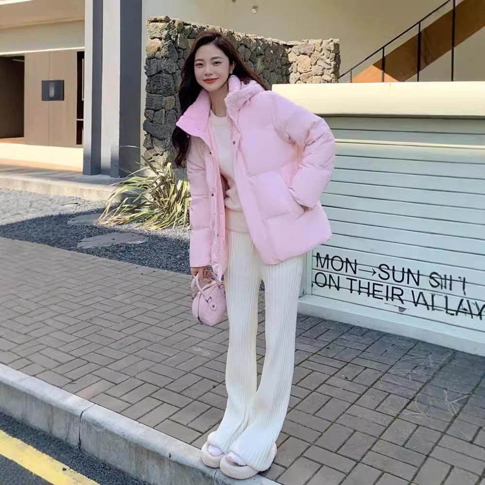Down jacket women's short models New year's models Winter thickened loose hooded small white duck down sweet coat