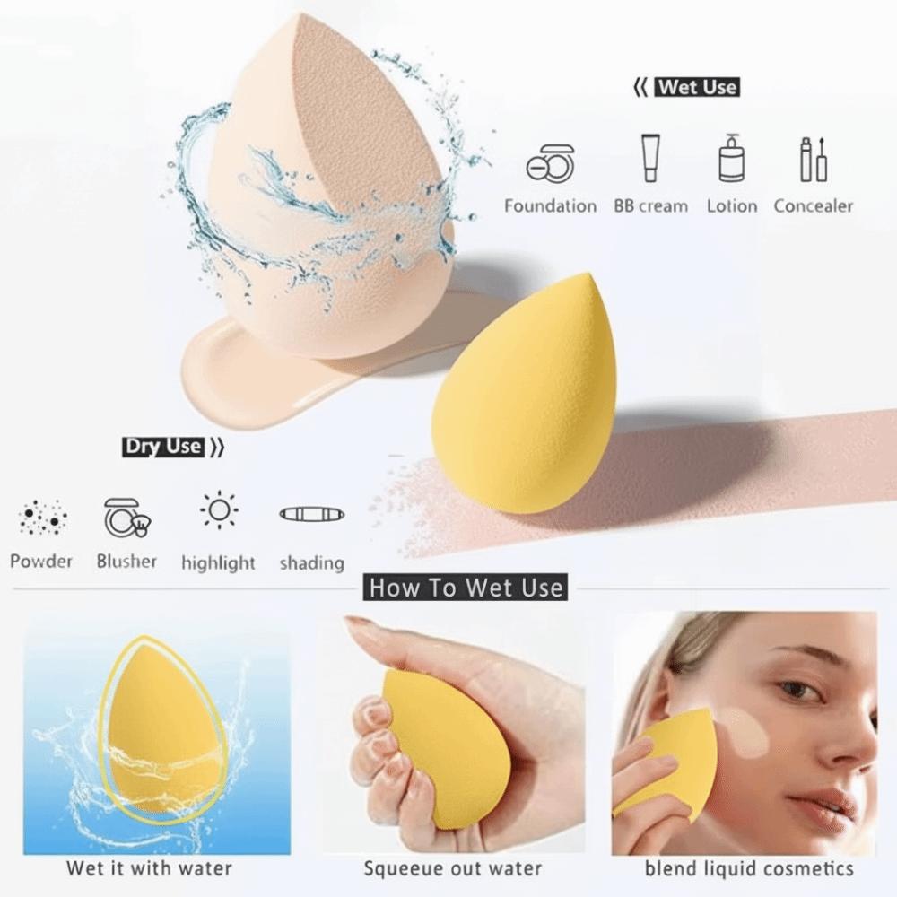 Latex-Free Foam Beauty Sponges with Egg Case Face Makeup Tools  for Foundation Application