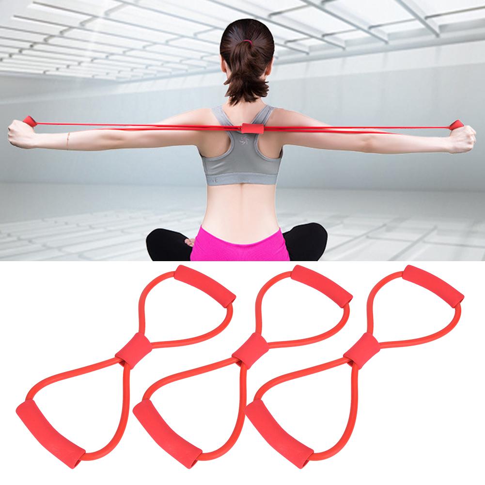 

3 шт. Бытовой эспандер в форме восьмерки, эластичная лента для упражнений и растяжки, оборудование для йоги и фитнеса для формирования тела, красный красный